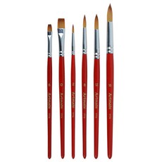 Artmate 水彩畫筆 Red 777A 6件組, 平刷(6號, 10號), 圓刷(2號, 8號, 12號, 16號), 1套