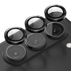 엑씨 빛번짐 방지 카메라 렌즈 강화유리 메탈 링 보호필름 세트 블랙, 1세트