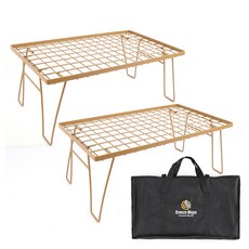 Breeze Moon 可折疊露營冰桶架桌 2入 + 專用收納袋套組, 卡其米色(桌子)