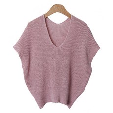 여성용 럽스 시니아 브이넥 시스루 민소매 니트