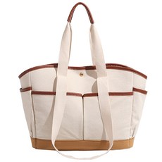 金銀絲配色帆布尿布包托特包, 棕色