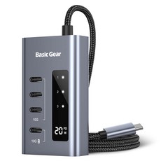 Basic Gear Type C 10Gbps 4埠PD充電USB集線器, 太空灰