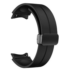 Galaxy Watch 4 / 5 / 6 專用 D扣 矽膠磁吸錶帶 弧形錶帶 20mm, GDS13 黑色