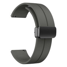 ZELSEN D扣 矽膠磁吸錶帶 智慧手錶錶帶 20mm, DS12 深灰色