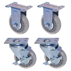 World Clean 靜音灰色輪子 固定型2入 + 煞車型2入 組, 1套