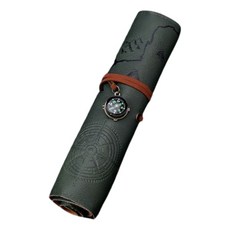 Daysoy 復古地圖筆刷盒 深綠色, 1個