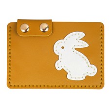 Tappia 皮革工藝 DIY 卡片零錢包, 1個, 卡其棕色兔