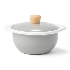 FUJIHORO 電磁爐適用Cotton系列附蓋雙耳鍋, 淺灰色, 15cm, 1個