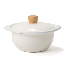 FUJIHORO 電磁爐適用Cotton系列附蓋雙耳鍋, 象牙白, 15cm, 1個