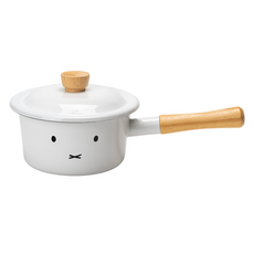 miffy 米飛 電磁爐適用表情印花琺瑯單柄鍋, 1個, 白色, 16cm