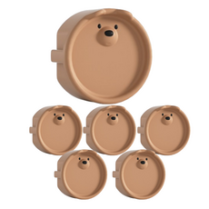 원더파파 귀여운 곰돌이 콘센트 안전마개, 브라운, 6개