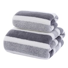 소니오 소프트 믹스 컬러 목욕 바스 타월 35 x 75 cm + 대형 타월 70 x 140 cm 세트, 01그레이, 1세트