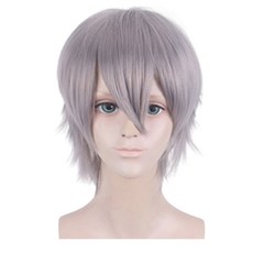 daysoy 短版層次角色扮演假髮, 1個, 亞麻灰色