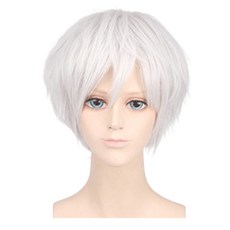 daysoy 短版層次角色扮演假髮, 1個, 銀色