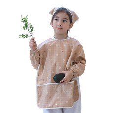 Bébé Chouette 幼兒防水長袖美術畫袍 + 頭巾組, 棕色小熊