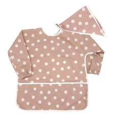 Bébé Chouette 幼兒防水長袖美術畫袍 + 頭巾組, 棕色圓點