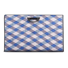 南原木器工藝社 3層絎縫方型桌巾, 藍色 + 灰色 + 格紋