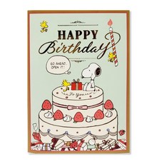 홀마크 스누피 입체 LED 사운드 생일 축하 카드 805425, 혼합색상, 1개