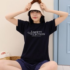 루나걸 여성용 통기성 리버티 17수 나염 라운드 티셔츠 L24SMT060306