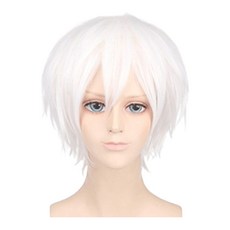 daysoy 短版層次角色扮演假髮, 1個, 白色