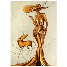 알로데 골드 빛 신사 숙녀 벽 장식 스퀘어 DIY 보석십자수 60 x 80 cm, NO 08, 1세트