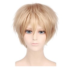 daysoy 短版層次角色扮演假髮, 1個, 金色