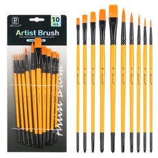 동아피엠에스 나일론 아트 브러쉬 10종 세트 노란색, 1호, 3호, 5호, 6호, 7호, 8호, 9호, 10호, 11호, 12호, 1세트