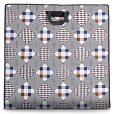 南原木器工藝社 三層絎縫格紋方形桌巾, 灰色