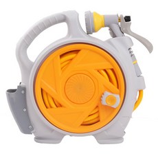 EVER HOUSE 攜帶式捲盤洗車噴水槍 陽台花園清潔水管 15m, 1個, 橘色