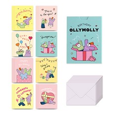 Monolike Ollimolli 生日快樂訊息卡片組, 混合色, 1套
