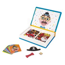 Janod 男孩瘋狂臉部組合磁鐵玩具 82片組, 混色
