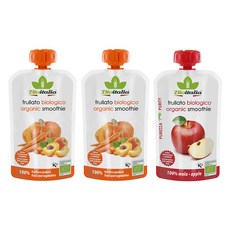 bioitalia 孩童蔬果泥 胡蘿蔔杏桃南瓜口味 2入+蘋果口味組, 1組