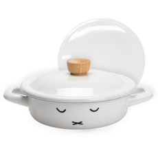miffy 米飛 電磁爐適用附蓋琺瑯淺湯鍋, 白色, 1組, 18cm