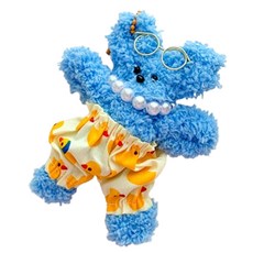 HAHA SLIME 內褲小熊毛根鑰匙圈DIY套組, 藍色, 1個