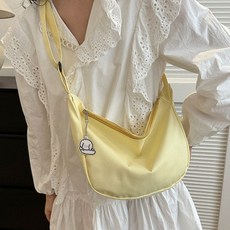 Elsso 素色半月鑰匙圈斜背包, 黃色