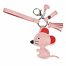 탑피아 간단한 DIY 키링 핑크바디 + 레드귀 마우스 소재 가방 세트, 핑크, 1세트