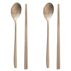 NAOL 居昌鍮器 湯匙筷子組 2人份, 單一顏色, 湯匙 + 筷子, 2套