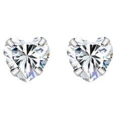 ENCLAIR 女性愛麗兒愛心鋯石四爪鑽石925純銀耳環 5mm