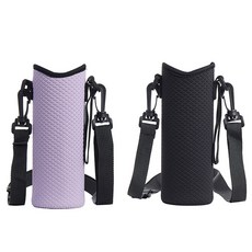 모나코올리브 스트랩 텀블러 파우치 2종 세트, 퍼플, 블랙, 1세트