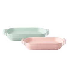 廚房老師 擺盤派對 橢圓盤組, 1套, 綠色 + 粉紅色, 橢圓盤 2種 (8p)