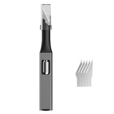 Khohimo 多用途精密藝術雕刻篆刻刀嫁接刀印章刀 灰色 + 補充刀片 5入組 3W341