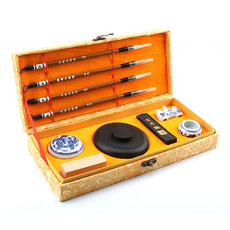 Khohimo 文房四寶 專家用書法毛筆 習字練習 書法筆 錦緞盒 8件組 3W323, 0.7 x 21 cm, 1套