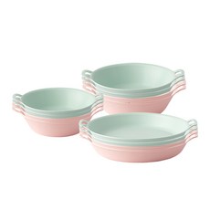 廚房大師 擺盤派對餐盤 麥片碗 12件組, 1套, 綠色 + 粉紅色, 小碗 2款 x 2入 + 大碗 2款 x 2入 + 餐盤 2款 x 2入