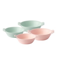 廚房大師 擺盤派對麥片碗 S 2款 x 2p + L 2款 x 2p 套組, 1套, 綠色, 粉紅色