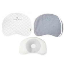 Mong Sure 幼兒用Watch Bio涼感退熱枕 半月型+枕頭套 2入組, 1組, 藍色(枕頭套)