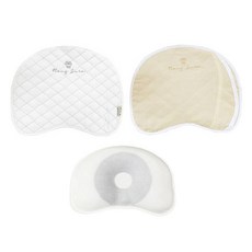 Mong Sure 幼兒用Watch Bio涼感退熱枕 半月型+枕頭套 2入組, 1組, 奶油黃(枕頭套)