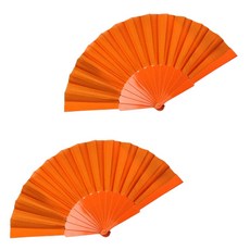 Moreable 素色便攜式折疊扇 42cm, 橘色, 2個