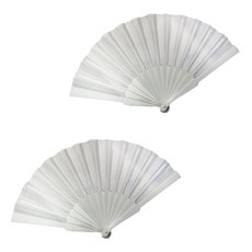 Moreable 素色便攜式折疊扇 42cm, 白色, 2個