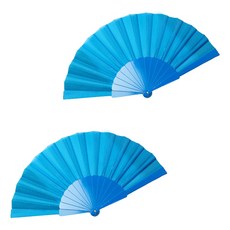 Moreable 素色便攜式折疊扇 42cm, 天藍色, 2個