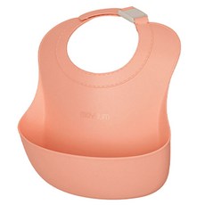 모윰 유아용 원터치버클 실리콘 이유식 턱받이, 코랄, 1개입, 1개